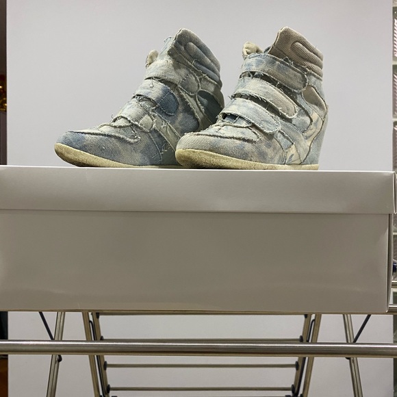 Isabel Marant Denim Wedge Sneaker Inspired - Picture 2 of 4